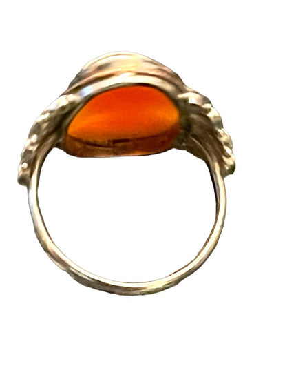 Vintage Sterling silver 925 Italy Hand made filagree CAMEO shell ring