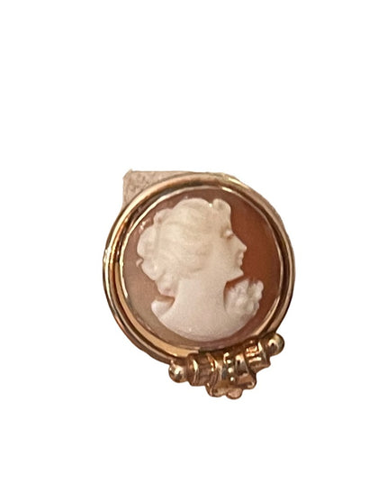 Vintage 1950s Van Dell 12k Gold filled GF Carved shell cameo screw back earrings