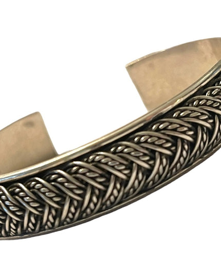 Sterling silver 925 Braided Unisex Balenisian Cuff Bangle bracelet