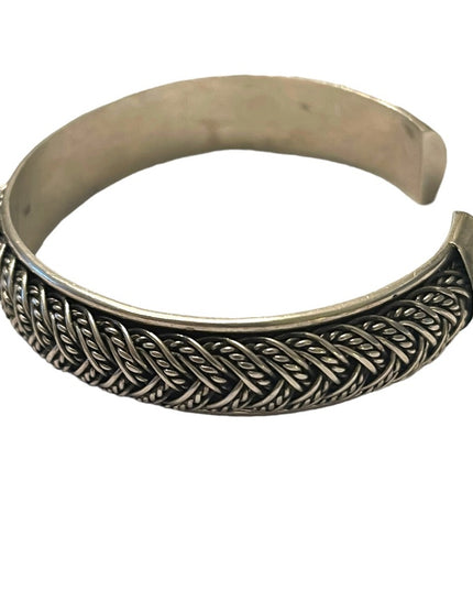 Sterling silver 925 Braided Unisex Balenisian Cuff Bangle bracelet