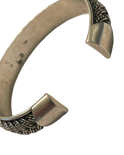 Sterling silver 925 Braided Unisex Balenisian Cuff Bangle bracelet