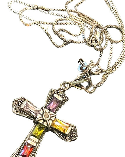 Sterling silver Marcasite 925 Stone fancy CROSS religious