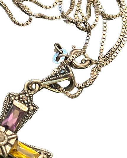 Sterling silver Marcasite 925 Stone fancy CROSS religious