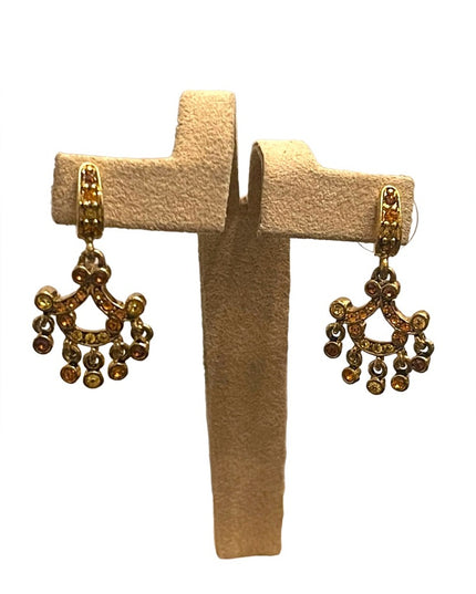 Lovely amber crystal gold finish fancy  dangle earrings