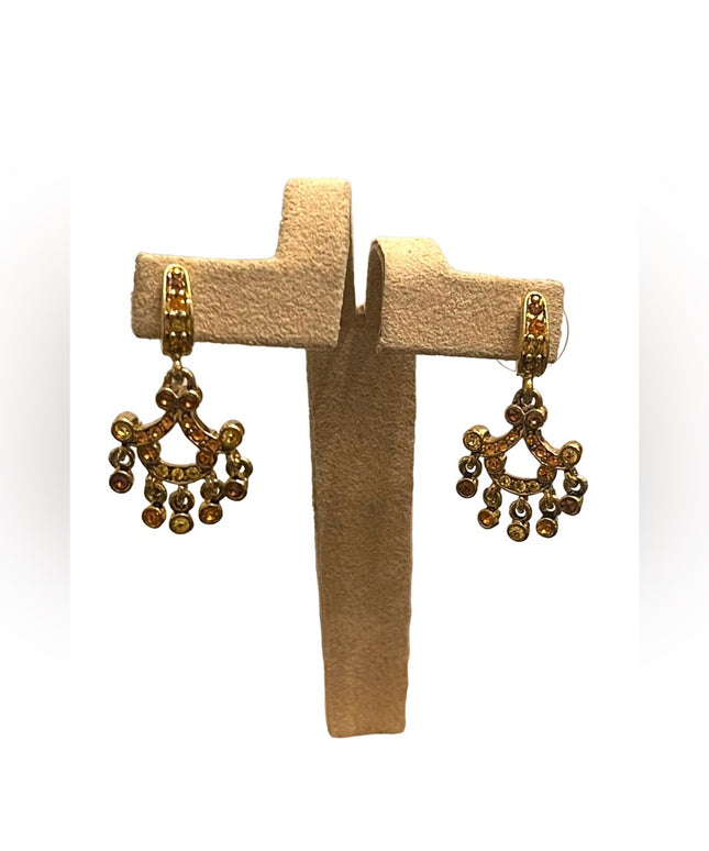 Lovely amber crystal gold finish fancy  dangle earrings