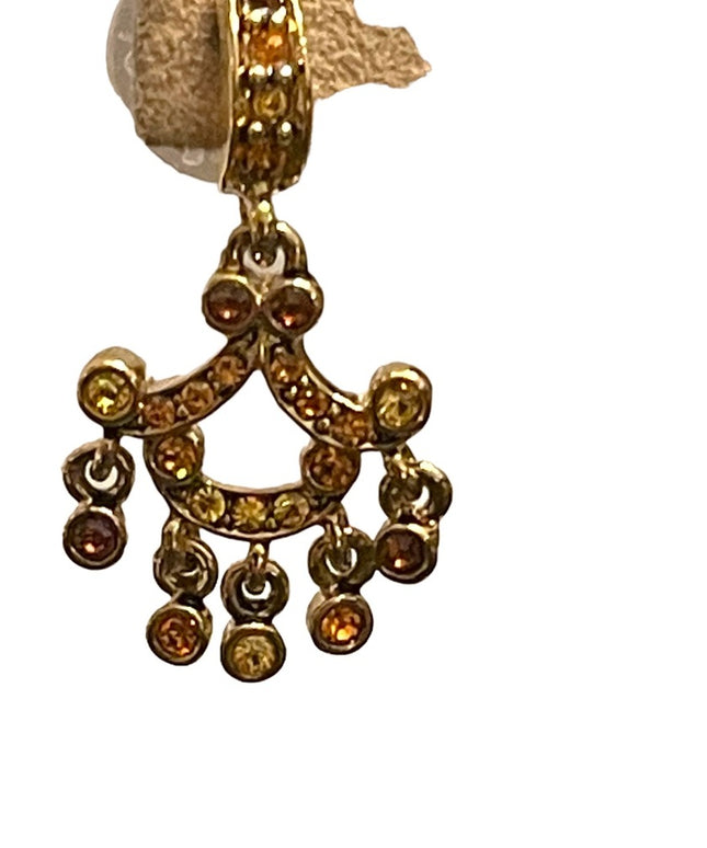 Lovely amber crystal gold finish fancy  dangle earrings