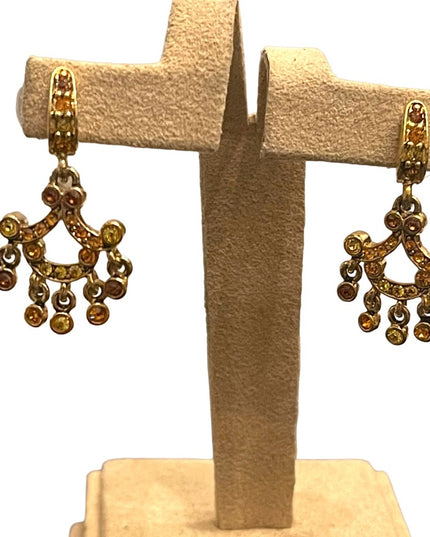 Lovely amber crystal gold finish fancy  dangle earrings