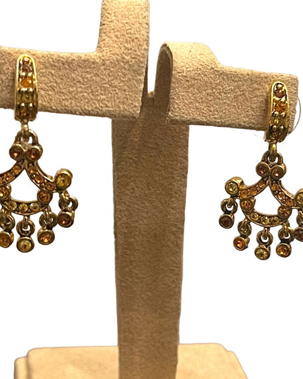 Lovely amber crystal gold finish fancy  dangle earrings