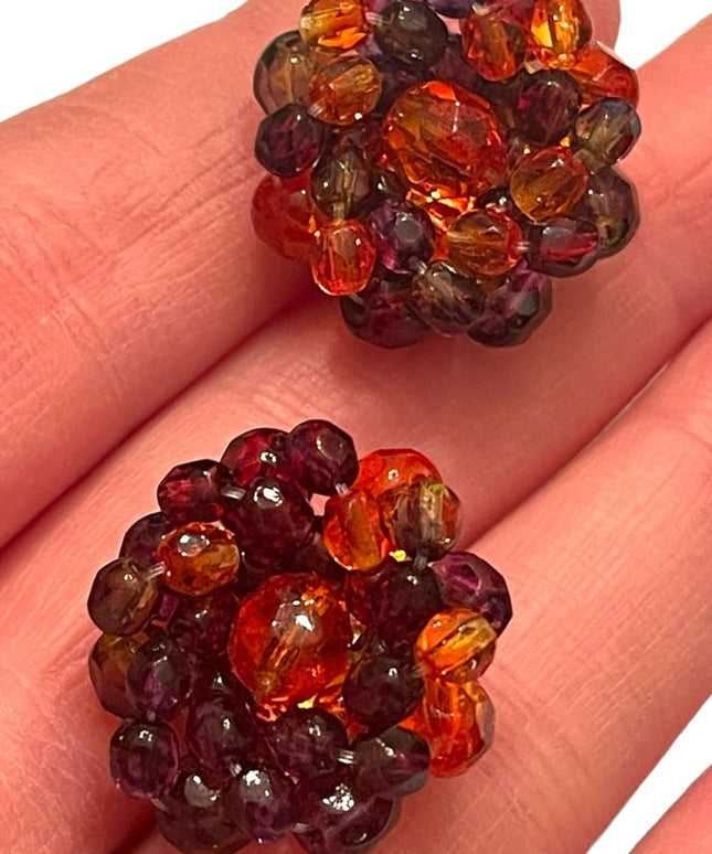 Lovely Joan Rivers multi crystal runway earrings Colorful