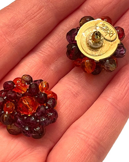 Lovely Joan Rivers multi crystal runway earrings Colorful