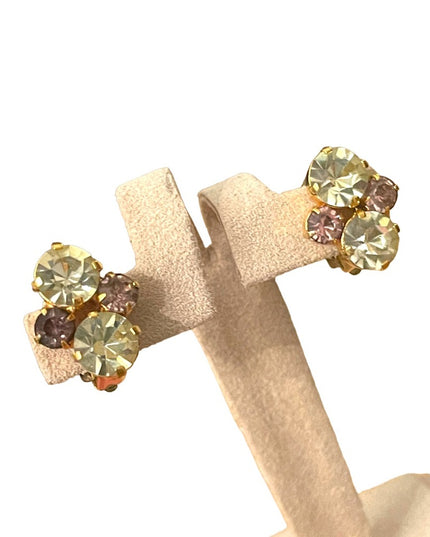Vintsge Karu Arke gold finish crystal clip on earrings