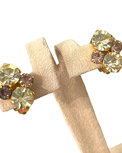 Vintsge Karu Arke gold finish crystal clip on earrings