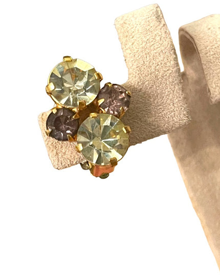 Vintsge Karu Arke gold finish crystal clip on earrings