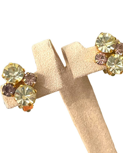 Vintsge Karu Arke gold finish crystal clip on earrings