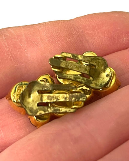 Vintsge Karu Arke gold finish crystal clip on earrings