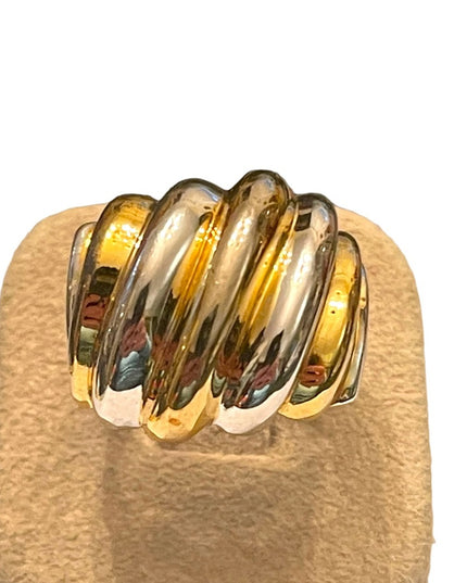 Lovely sterling silver gold pl Fancy domed statement ring