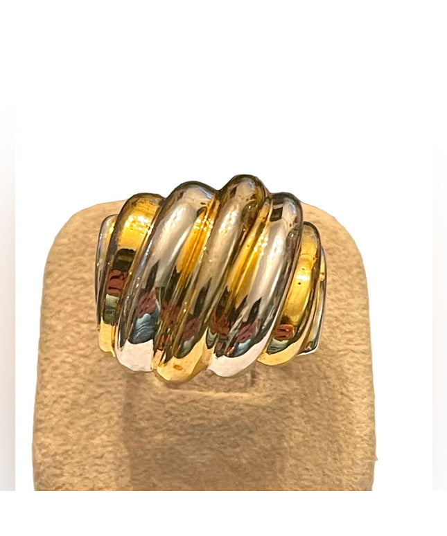 Lovely sterling silver gold pl Fancy domed statement ring