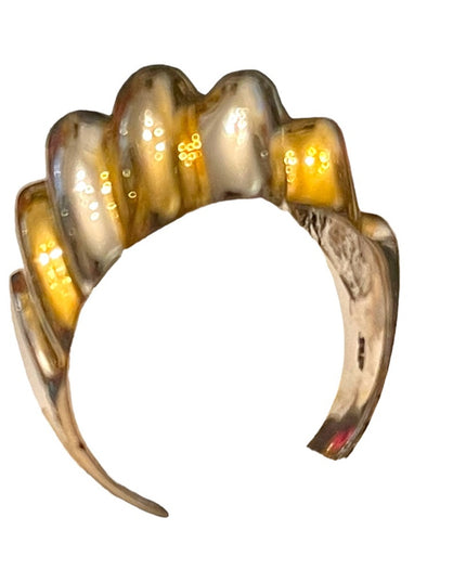 Lovely sterling silver gold pl Fancy domed statement ring