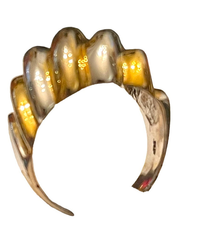 Lovely sterling silver gold pl Fancy domed statement ring