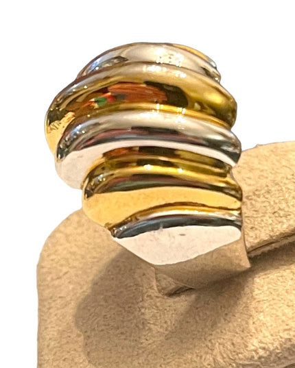 Lovely sterling silver gold pl Fancy domed statement ring