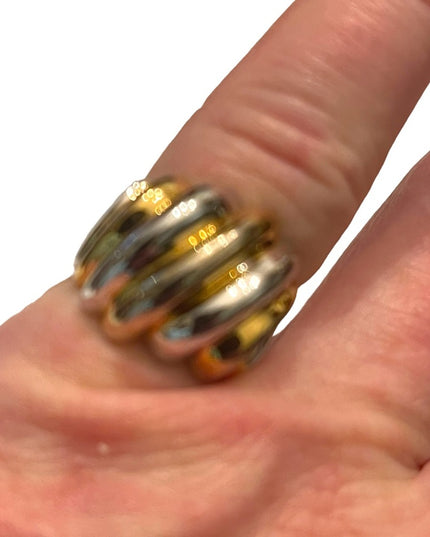Lovely sterling silver gold pl Fancy domed statement ring