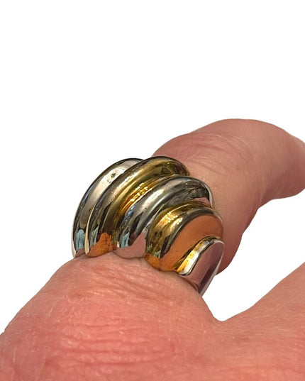Lovely sterling silver gold pl Fancy domed statement ring