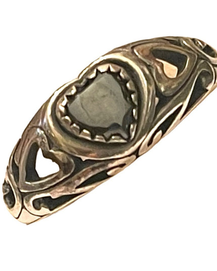 Sterling silver 925 Hematite Heart Southwestern WM fancy ring