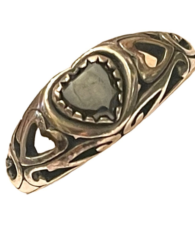 Sterling silver 925 Hematite Heart Southwestern WM fancy ring