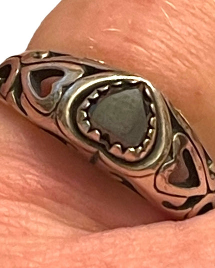 Sterling silver 925 Hematite Heart Southwestern WM fancy ring
