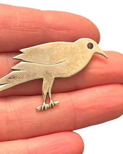 Lovely Hand made sterling silver amethyst eye Nightingale Bird pendant