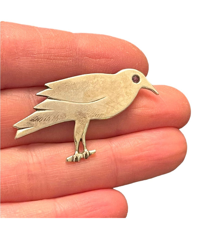 Lovely Hand made sterling silver amethyst eye Nightingale Bird pendant