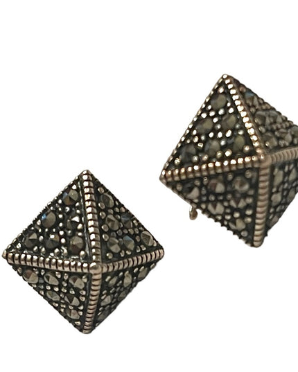 Lovely sterling silver 925 Msrcasite dome earrings