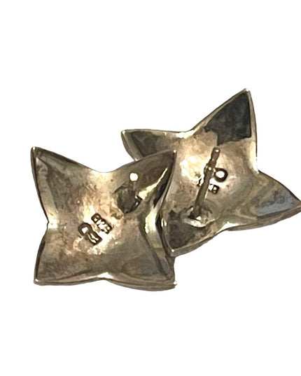 Vintage Black onyx  sterling silver 925 star earrings