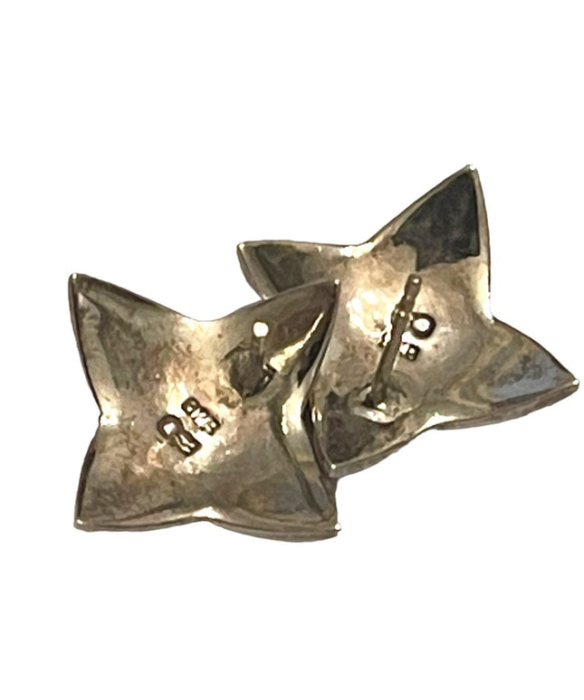 Vintage Black onyx  sterling silver 925 star earrings