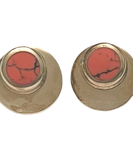 Vintage sterling silver 925 Mexico Taxco Disk & turquoise earrings