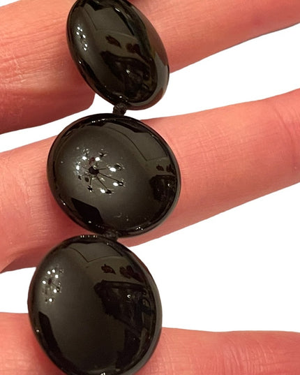 Stunning high quality large heavy Black onyx disk bead sterking silver necklace