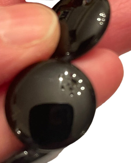 Stunning high quality large heavy Black onyx disk bead sterking silver necklace