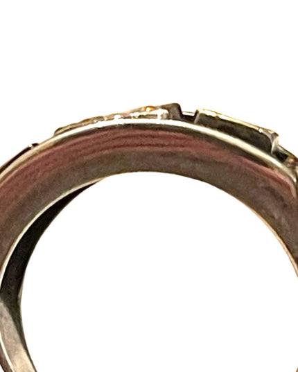 Stunning handmade 9k gold accent 925 Sterling Israel fancy CZ cigar band ring