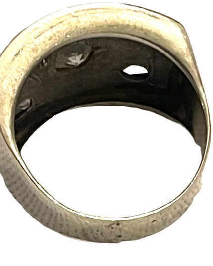 Stunning handmade 9k gold accent 925 Sterling Israel fancy CZ cigar band ring