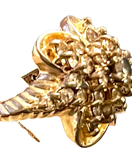 Stunning vintage large CZ cluster dinner ring Sterling silver 925