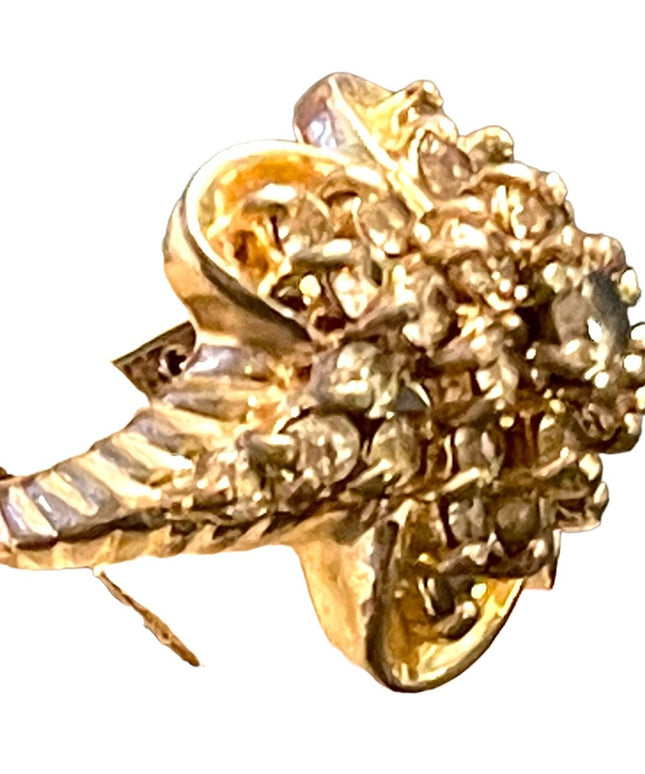 Stunning vintage large CZ cluster dinner ring Sterling silver 925