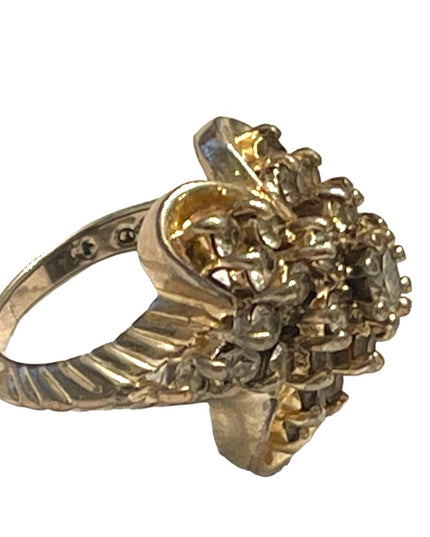 Stunning vintage large CZ cluster dinner ring Sterling silver 925