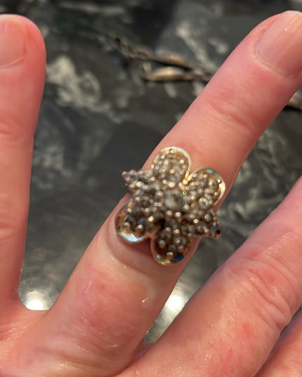 Stunning vintage large CZ cluster dinner ring Sterling silver 925