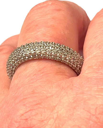 Lovely Stunning 925 Sterling silver CZ fancy infinity rhinestone band ring