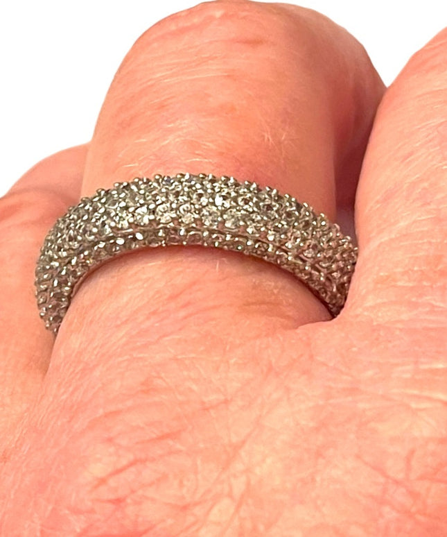 Lovely Stunning 925 Sterling silver CZ fancy infinity rhinestone band ring