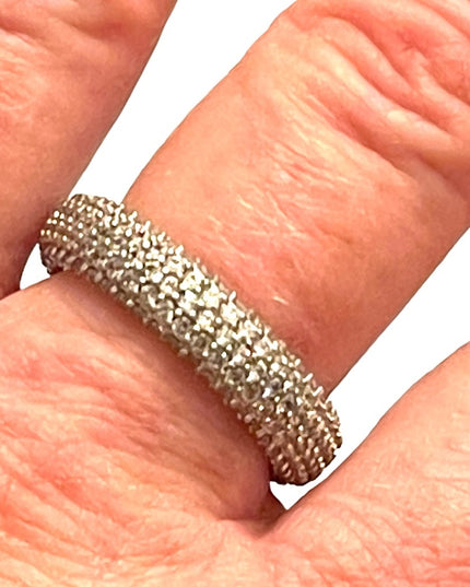 Lovely Stunning 925 Sterling silver CZ fancy infinity rhinestone band ring