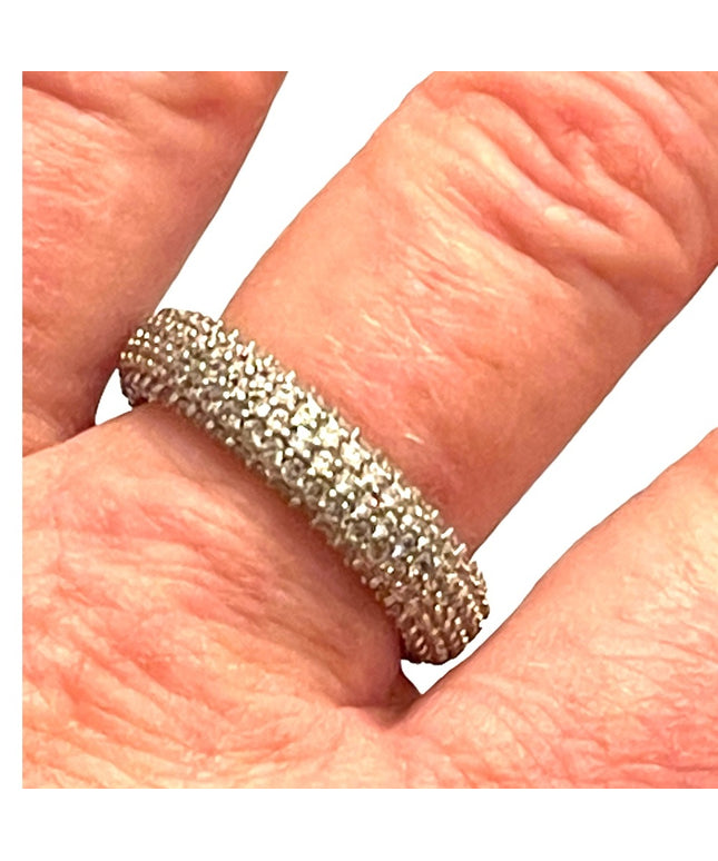 Lovely Stunning 925 Sterling silver CZ fancy infinity rhinestone band ring
