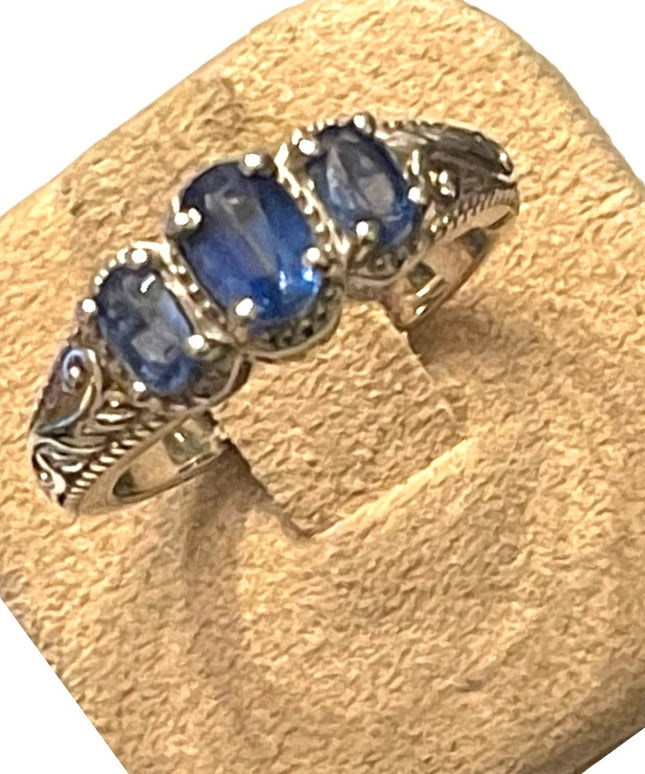 Stunning DJOY sapphire sterling silver ornate 925 ring high quality design