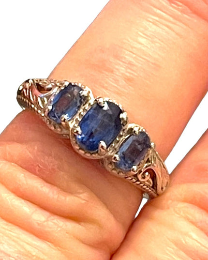 Stunning DJOY sapphire sterling silver ornate 925 ring high quality design