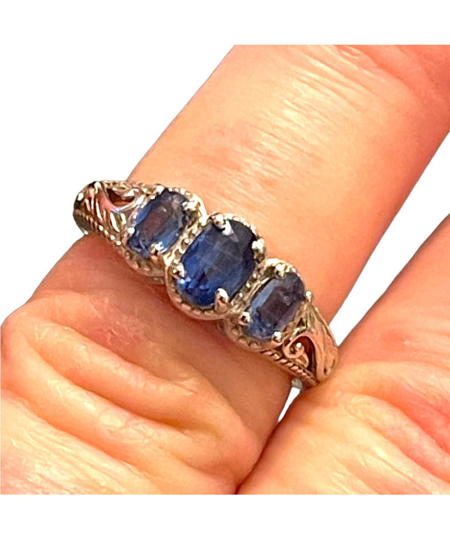 Stunning DJOY sapphire sterling silver ornate 925 ring high quality design